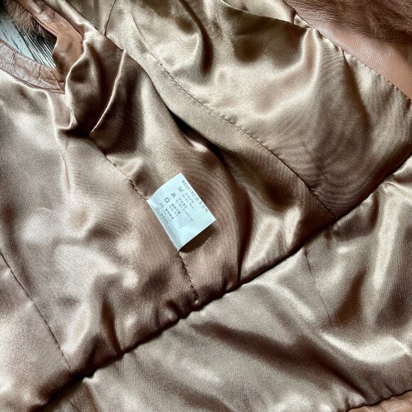 NWOT Tan Brown Leather Vest Real Fox Fur M size - Picture 7 of 16